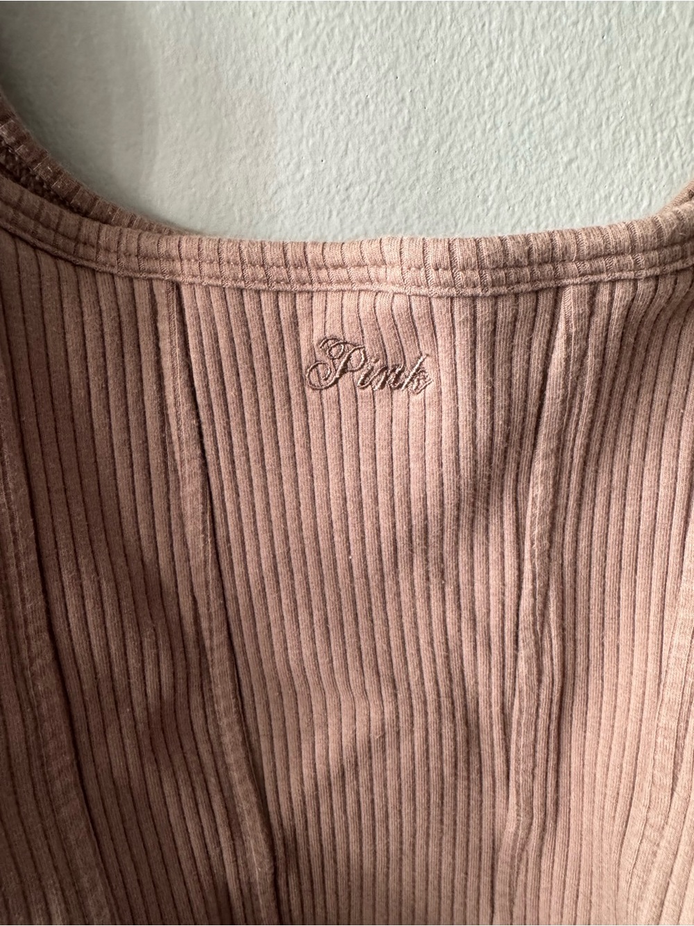 PINK Victoria's Secret Ribbed Scoop Tank Top - Mauve - Picture 3 of 4